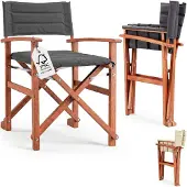 Casaria Directeursstoel Premium antraciet FSC-gecertificeerd eucalyptushout Bekleed tot 160 kg