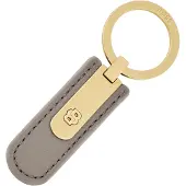 BOSS Taupekleurige sleutelhanger met nerfstructuur en goudkleurige Double B-hardware