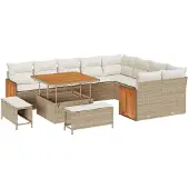 vidaXL Tuinbank Set 12 st 12-Aantal zitplaatsen Beige en Crème