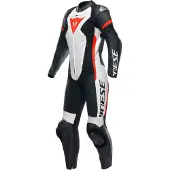 Dainese Grobnik S26, leren pak 1st. geperforeerd vrouwen ,Zwart/Wit/Neon-Rood ,38