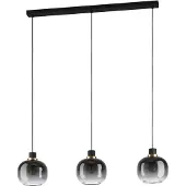 Eglo Oilella Hanglamp - E27 - 95 cm - Smoke glas - Zwart/Geelkoper