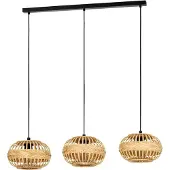 Eglo Amsfield 1 Hanglamp - E27 - 96 cm - Zwart|Hout