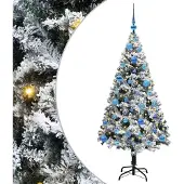vidaXL Kunstkerstboom met 150 LED Wit 150 cm PVC en Staal en Kunststof