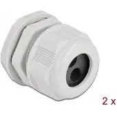 DeLOCK kabeldoorvoer PG21 voor kabels met een ronde doorsnede, grijs, 2 stuks, grijs, kunststof, 2 stuks, PG21, 8 mm, IP68