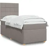vidaXL Boxspring met matras stof taupe 90x200 cm