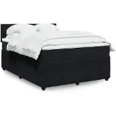 vidaXL Boxspring met matras fluweel zwart 140x190 cm