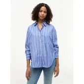 Tommy Hilfiger Blouse 'Oversized Fit Stripe Shirttail Hem' royal blue/koningsblauw / wit