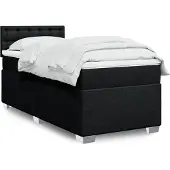 vidaXL Boxspring met matras stof zwart 90x200 cm