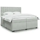 vidaXL Boxspring met matras fluweel lichtgrijs 200x200 cm