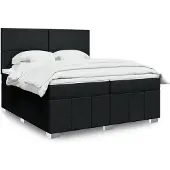 vidaXL Boxspring met matras stof zwart 200x200 cm