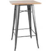 Bolero Bistro Bartafel Met Houten Blad Grijs - FB596