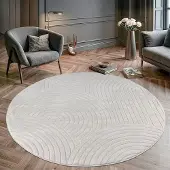 Muratap Vivant japandi rond vloerkleed laagpolig effen - 200 cm rond