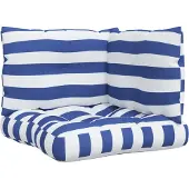 vidaXL Palletkussens 3 st gestreept oxford stof wit en blauw