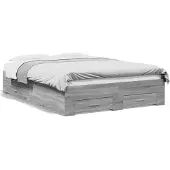 vidaXL Bedframe met lades bewerkt hout grijs sonoma eiken 120x200 cm