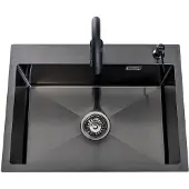 Lendo Online Spoelbak 59x44 cm Zwart met Kraan & Dispenser