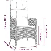 vidaXL 7-delige Tuinset met kussens poly rattan grijs