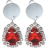 Charme Bijoux clip oorbellen -Rood-Strass-Zilverkleur-geen gaatje-