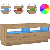 vidaXL Tv-meubel met LED 100x35x40 cm bewerkt hout artisanaal eiken