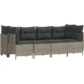 vidaXL 5-delige Loungeset met kussens poly rattan lichtgrijs