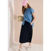 Cecil Dames A-lijn midirok met structuur - Blauw - L