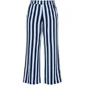 Studio Untold - Dames - Mousseline broek wijde pijpen strepen - Marine - Maat 54