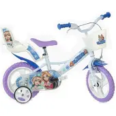 Dino Bikes Kinderfiets Snow Queen sneeuwkoningin 12 inch met zijwieltjes, mand en poppenzitje