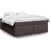vidaXL Boxspring met matras stof donkerbruin 200x200 cm