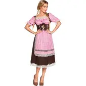 Muovijalelu verkleedpak Frau Schmidt dames bruin/roze | Maat 44,46