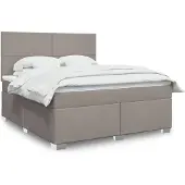 vidaXL Boxspring met matras stof taupe 180x200 cm