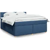 vidaXL Boxspring met matras stof blauw 180x200 cm