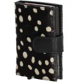 Hide & Stitches Wallowa Safety Wallet - 100% Leer - Jachtluipaard Zwart - witte stip