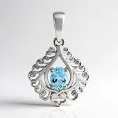 Cavill - Zilveren Hanger - 925 Sterling Zilver Gerhodineerd - 0,272 ct Santa Maria Aquamarijn Ovaal - Brazilië - Filigraan Design - Elegant Sieraad
