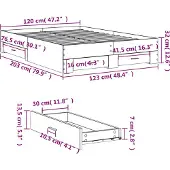 vidaXL Bedframe met lades bewerkt hout wit 120x200 cm
