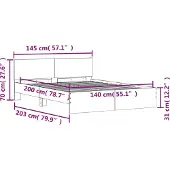 vidaXL Bedframe met hoofdeinde wit 140x200 cm