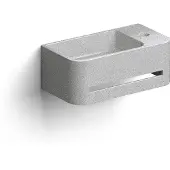 Clou Fontein inbe 9 met handdoekhouder kraangat rechts en afvoerplug 43x23x16 cm grijs microrazzo beton