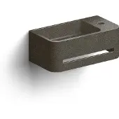 Clou InBe 9 Fontein 43x23cm Microrazzo Beton - Met Kraangat Rechts - Antraciet - 8717462017683 - Halfrond - Wastafels, Fonteinen, Vrijhangende