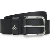HUGO Riem van Italiaans leer met metalen decoratie met tweedelig logo