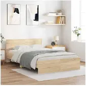vidaXL Bedframe met hoofdeinde sonoma eikenkleurig 120x200 cm