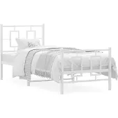 vidaXL Bedframe met hoofd- en voeteneinde metaal wit 80x200 cm