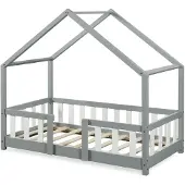 En.casa Kinderbed Treviolo huisbed 70x140 cm lichtgrijs en wit []