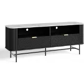 En.casa TV-meubel Olvehok 140x40x55 cm zwart met wit marmerlook []