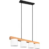 RL LIVE YOUR LIGHT Hanglamp Cameron 4-lichts wit met houtbruin