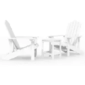 vidaXL Tuinstoelen Adirondack met tafel HDPE wit