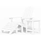 vidaXL Tuinstoel Adirondack met voetenbank en tafel HDPE wit