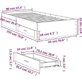 vidaXL Bedframe met lades bewerkt hout gerookt eikenkleurig 90x200 cm