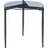 En.casa Bijzettafel Ulökantaa rond rookglas 50x50 cm grijs []