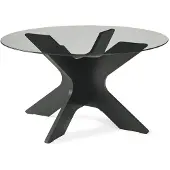 En.casa Salontafel Imi rond glas Ø70x35 cm zwart en grijs []