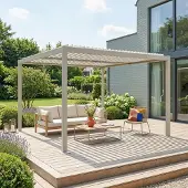 Sweeek Pergola met lamellendak 3,6x3,6m verstelbare lamellen Beige