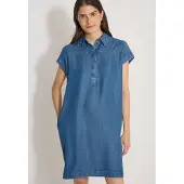 Cecil Dames Knie-lange jurk in denim-look - Blauw - XL