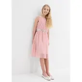 Bonprix Chiffon meisjes jurk met paillettenband maat 140